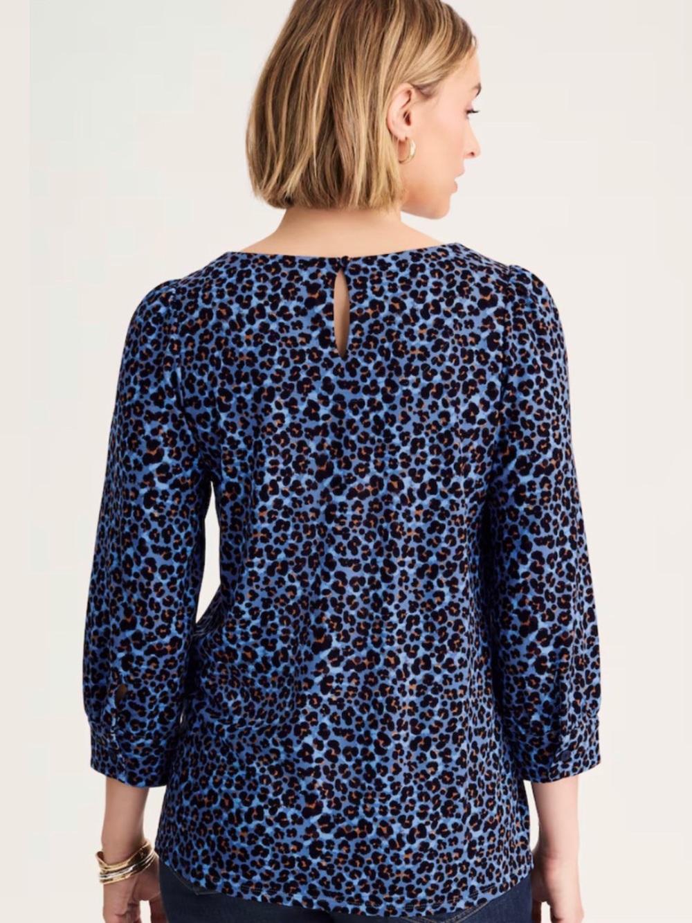 NWT J. Jill Ponte Knit Blouse in French Blue Leopard 2X - Picture 3 of 7